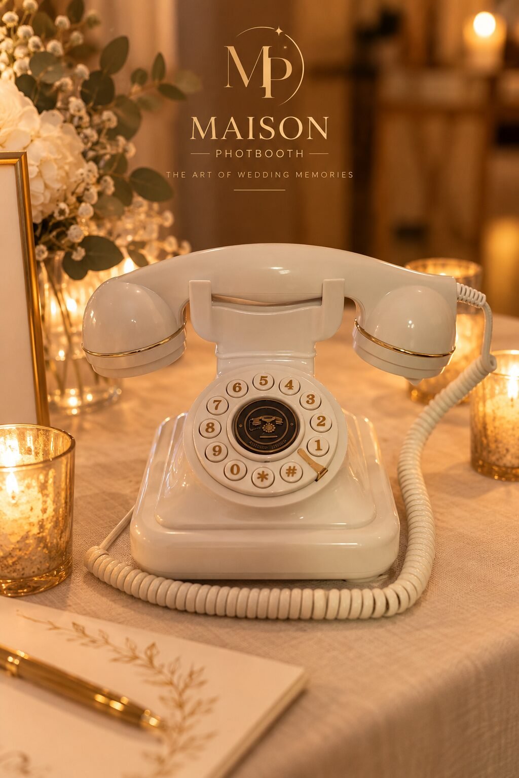 Teléfono vintage para libro de firmas en boda